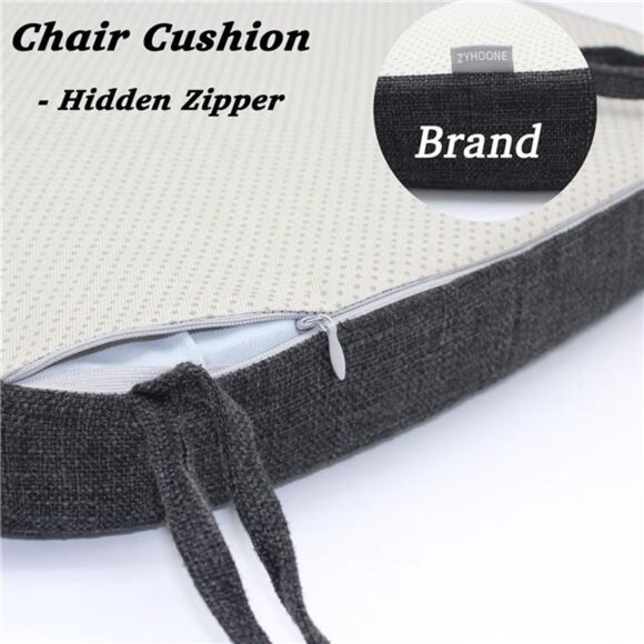 2 Inch Memory Foam Chair Cushion Kitchen Seat Pad Non Slip Washable Cover Black - Picture 6 of 7